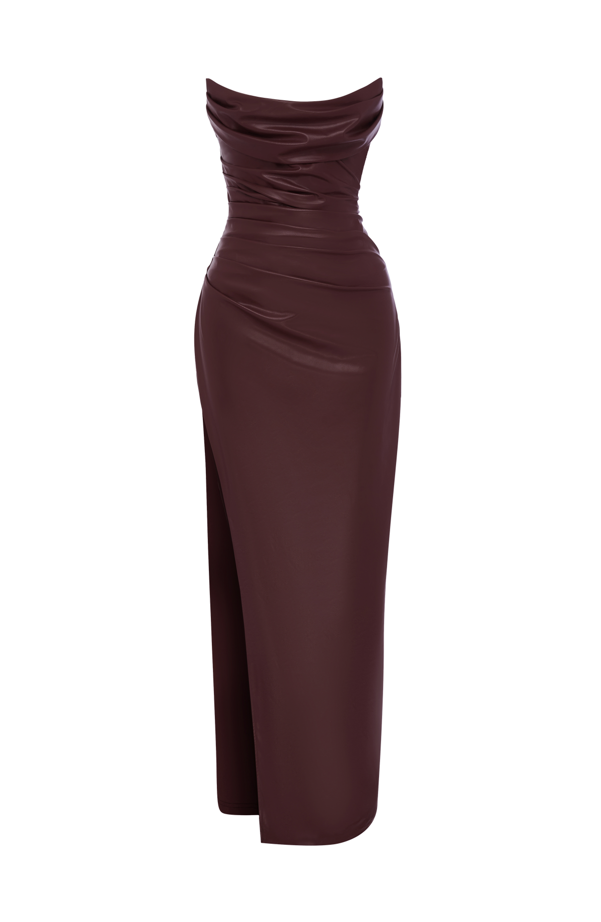 M.T Women's Dress Maxi Burgundy Faux Leather Evening