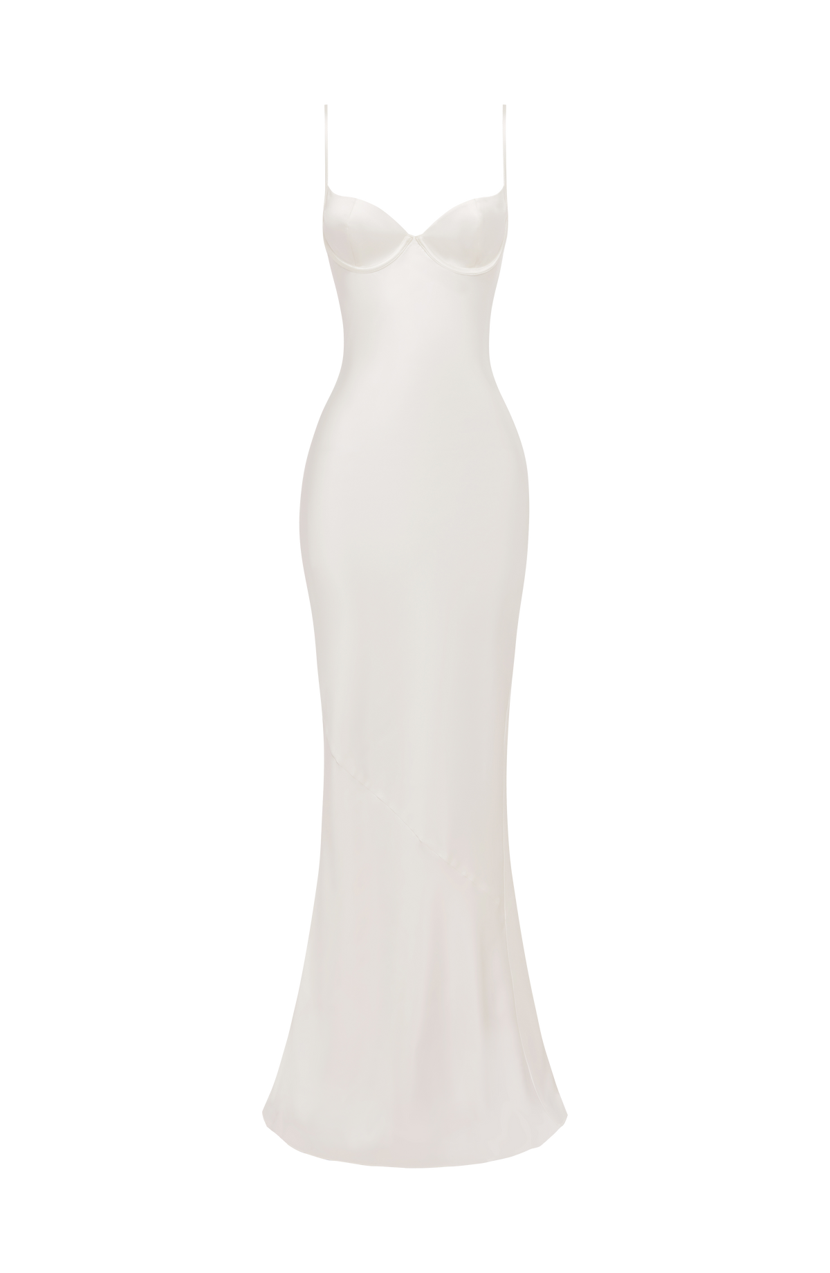 M.T Women's Dress Maxi Cupped Ivory Satin Formal