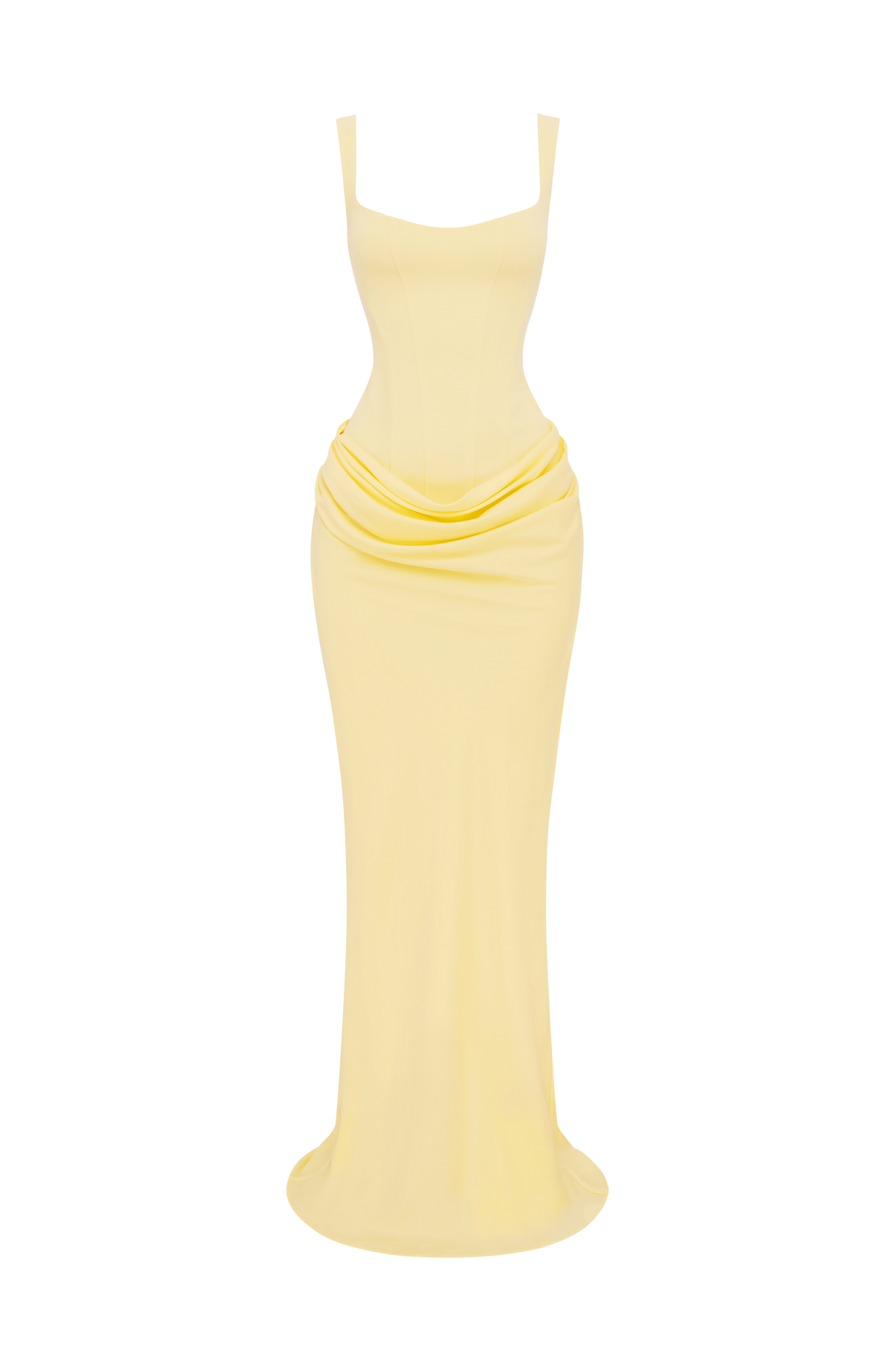 R.F Women's Dress Maxi Cowl Neck Lemon Crepe Formal
