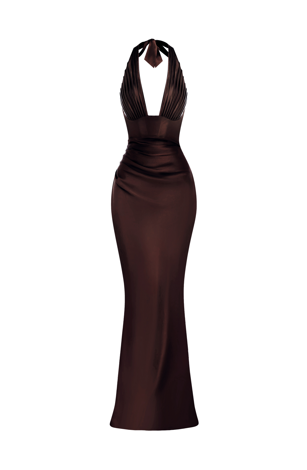 Elowen Women's Dress Maxi Corset Plum Brown Satin Formal