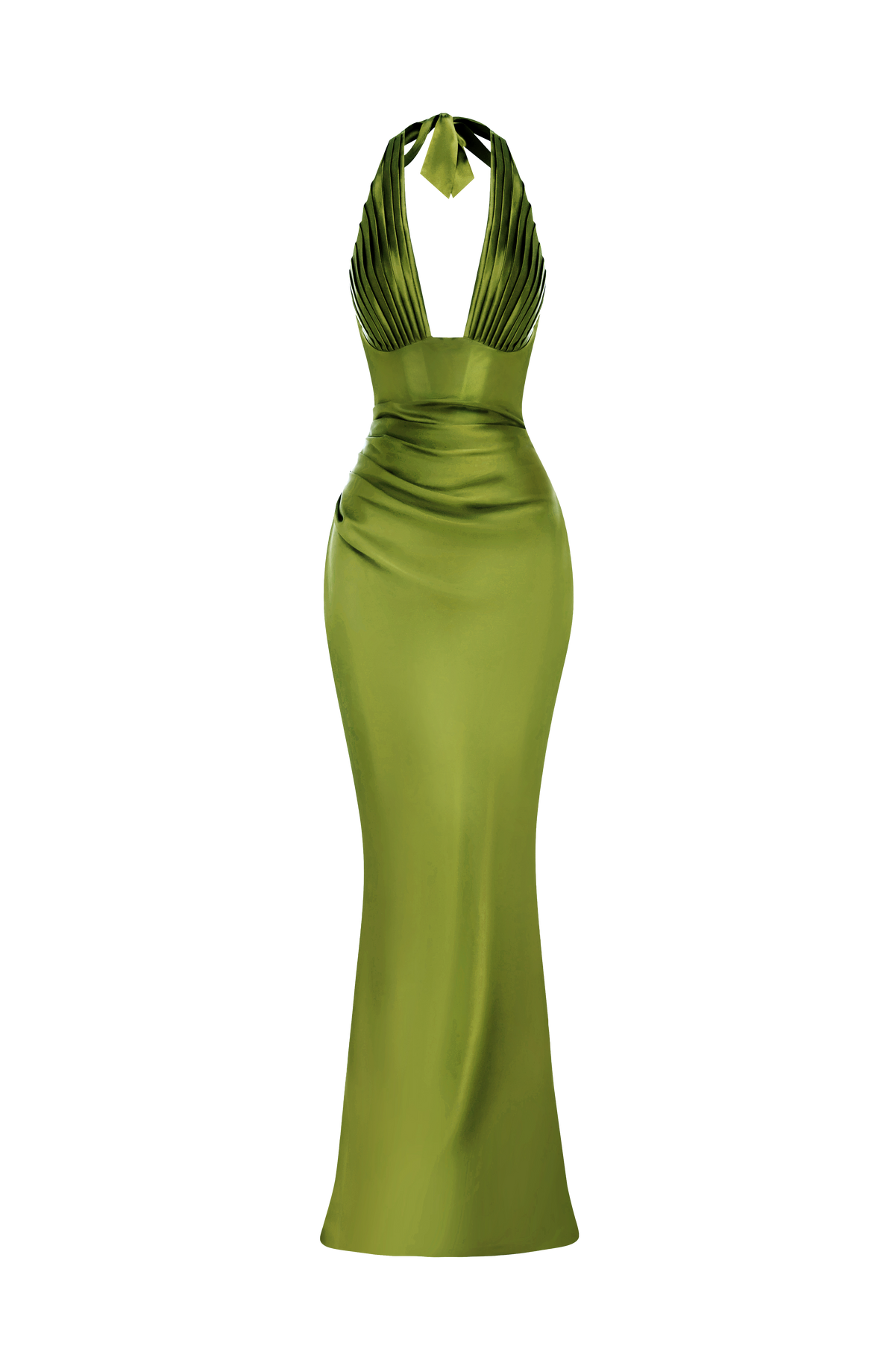 M.T Women's Dress Maxi Corset Olive Satin Formal