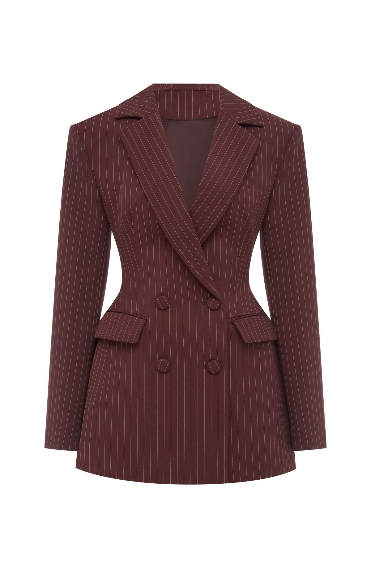 Elvira Women's Dress Mini Burgundy Pinstripe Woven Suiting Evening