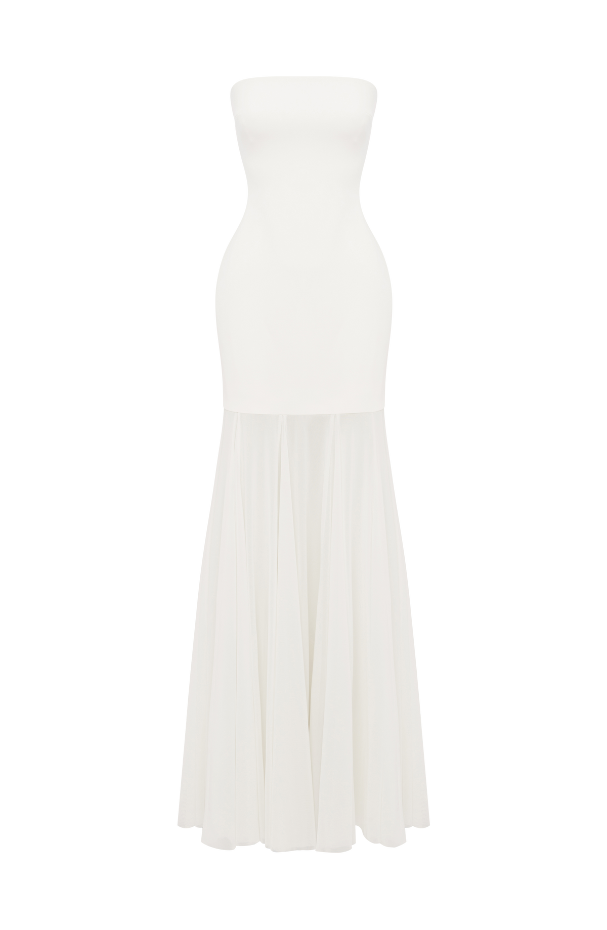 S.M Women's Dress Strapless Ivory Crepe Formal