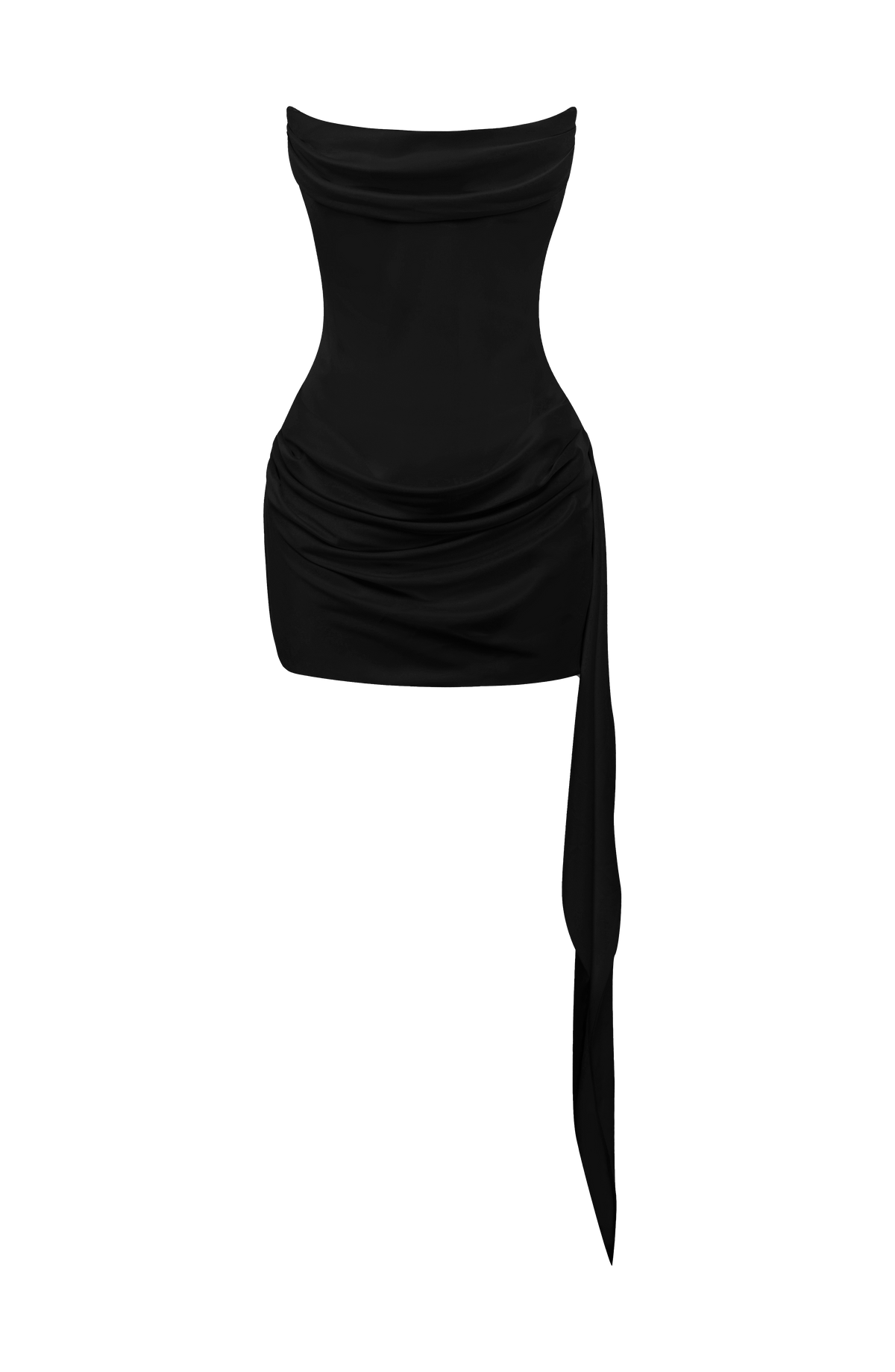 M.T Women's Dress Strapless Cowl Neck Black Satin Party