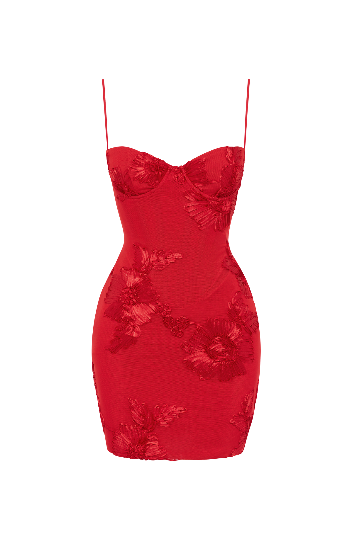L.F Women's Dress Corset Mini Red Mesh Applique Party