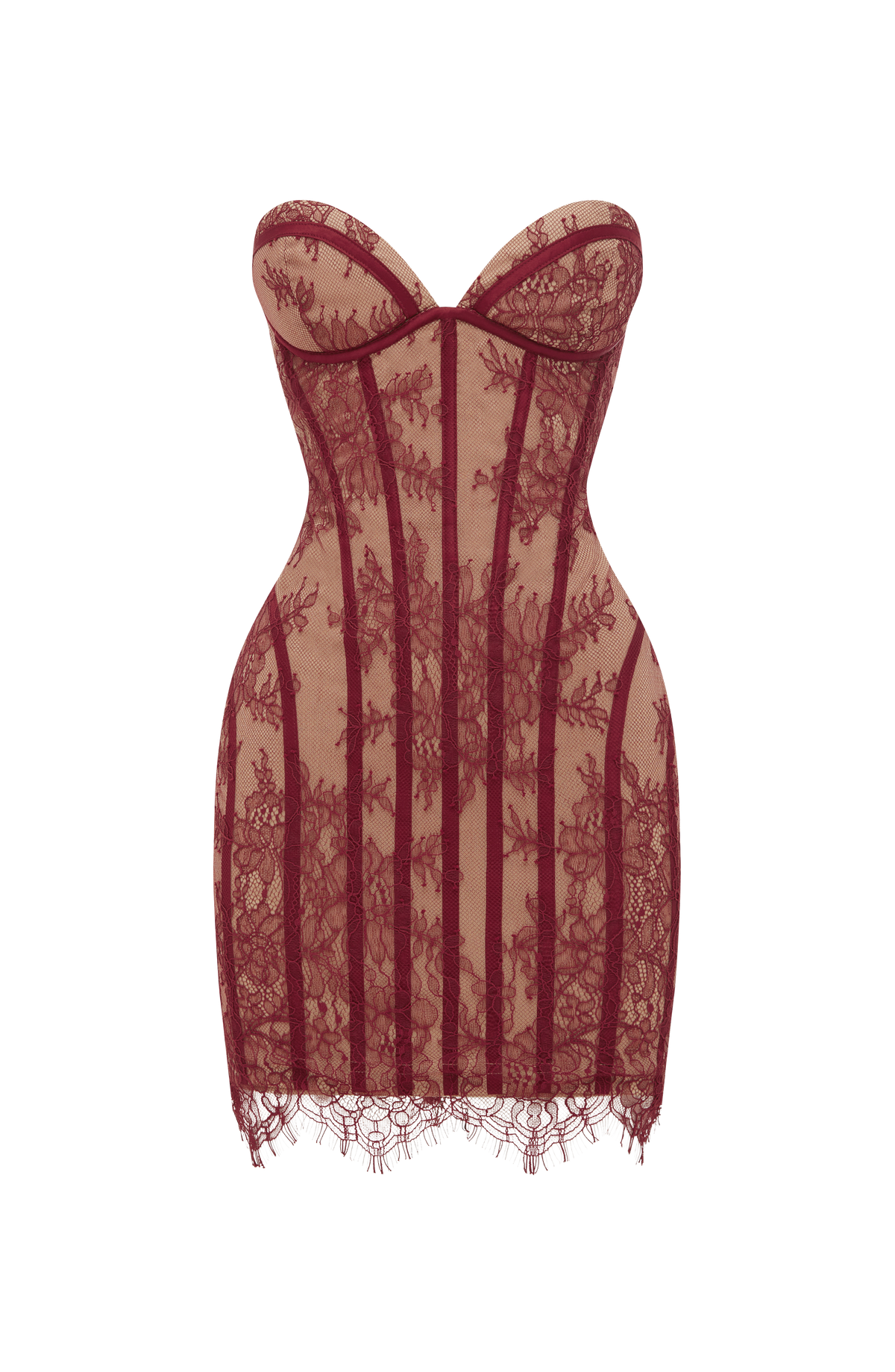 T.X Women's Dress Strapless Bodycon Burgundy Lace Party