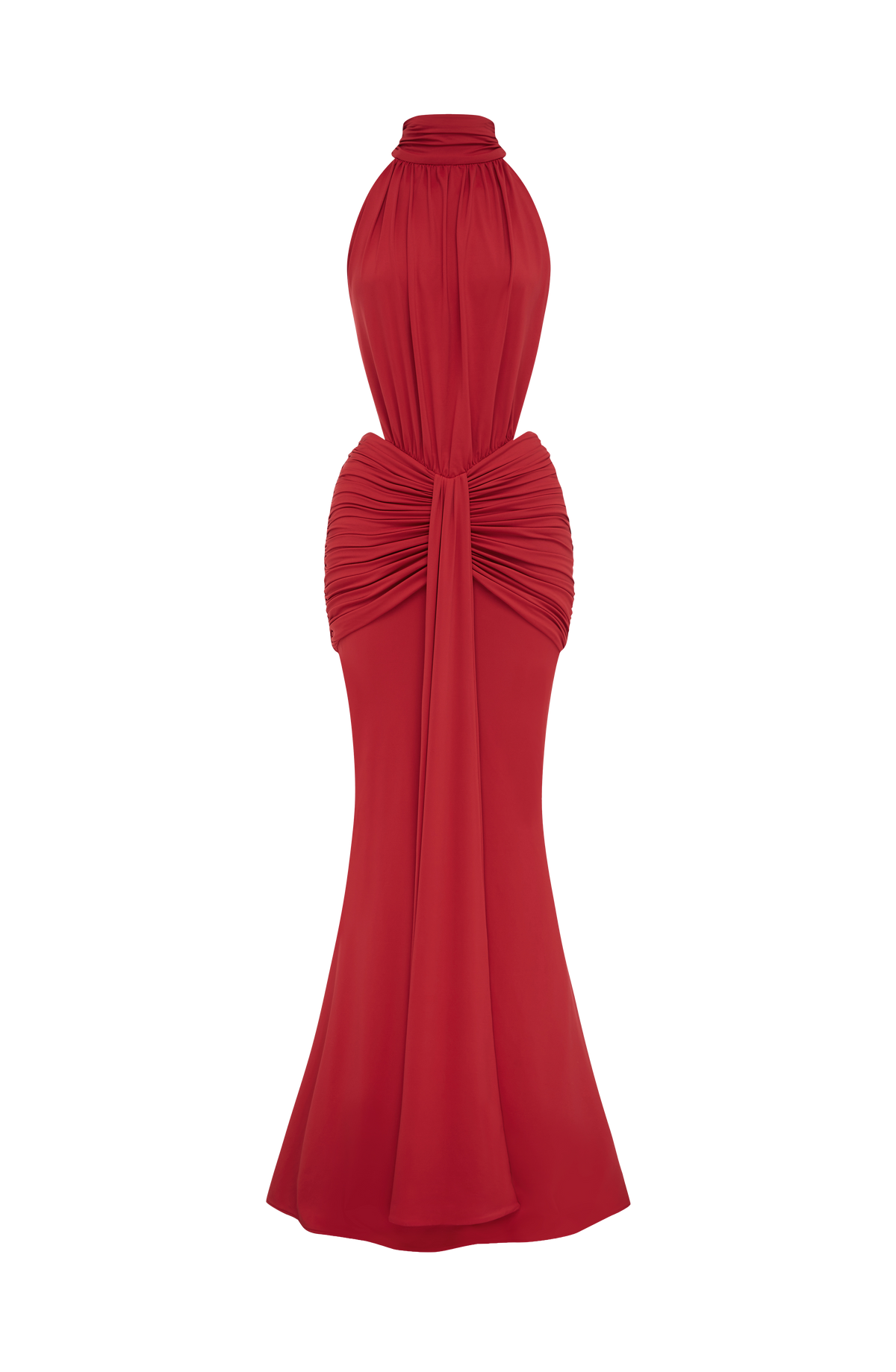 DIA Women's Dress Maxi Ruched Red Jersey Evening