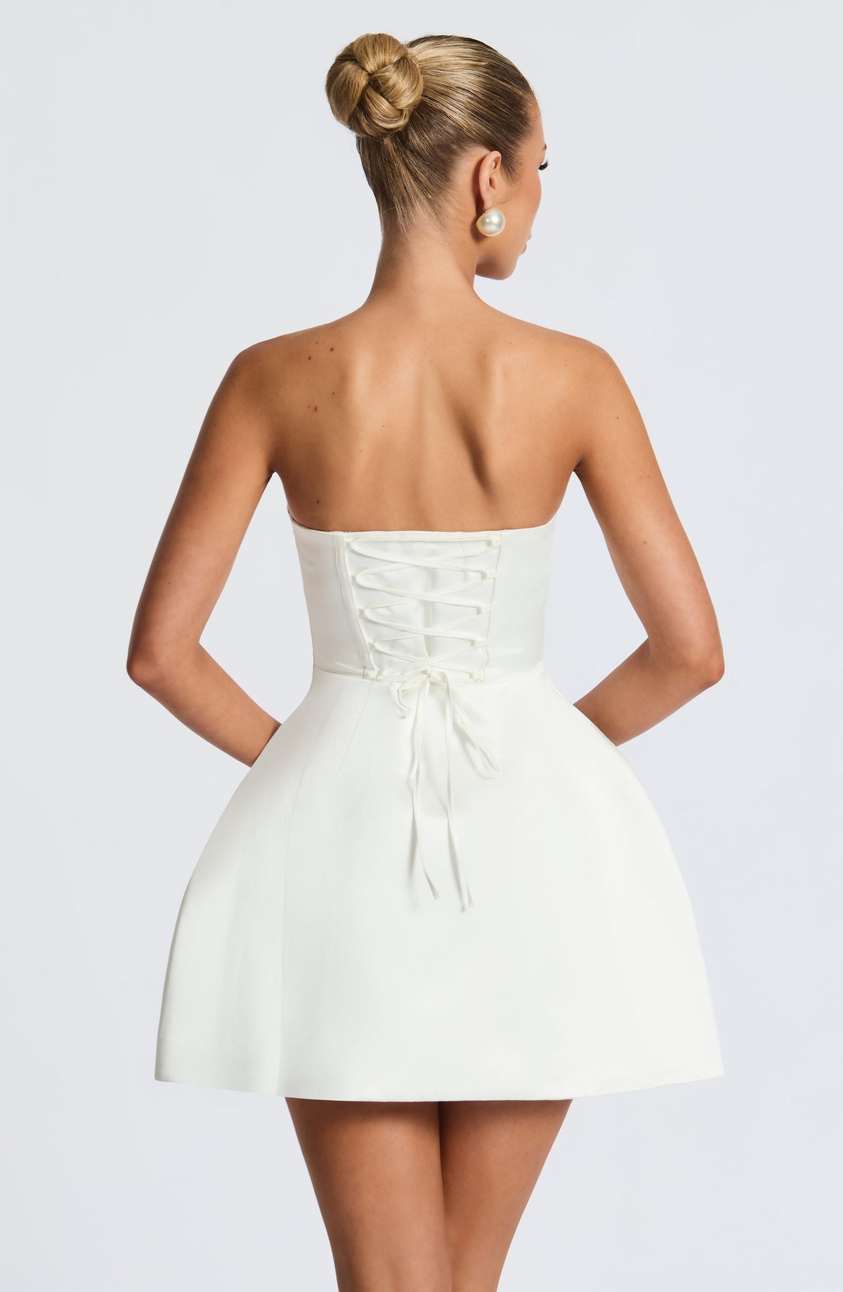 R.F Women's Dress Abbey Bubble Hem Ivory Detachable Bow Bridal Party Mini