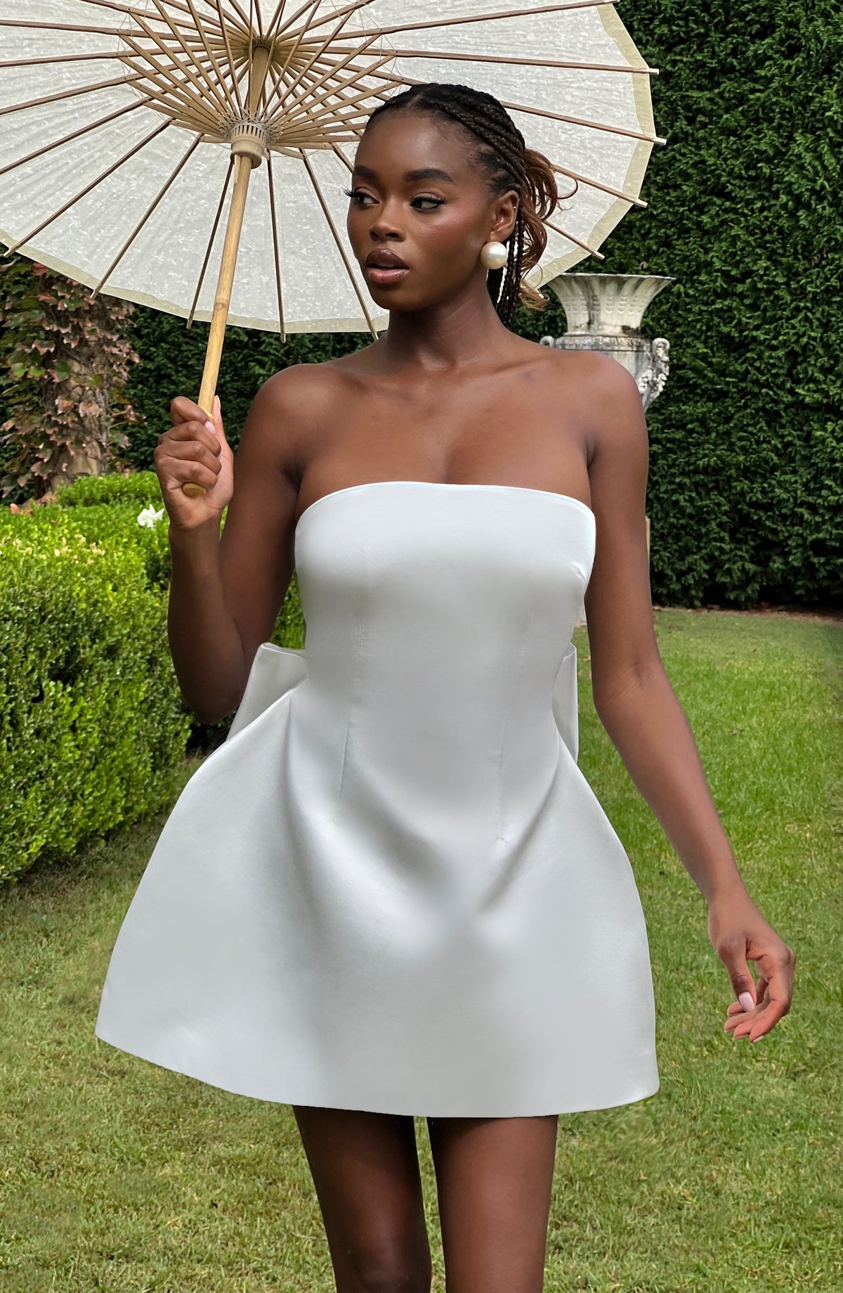 R.F Women's Dress Abbey Bubble Hem Ivory Detachable Bow Bridal Party Mini