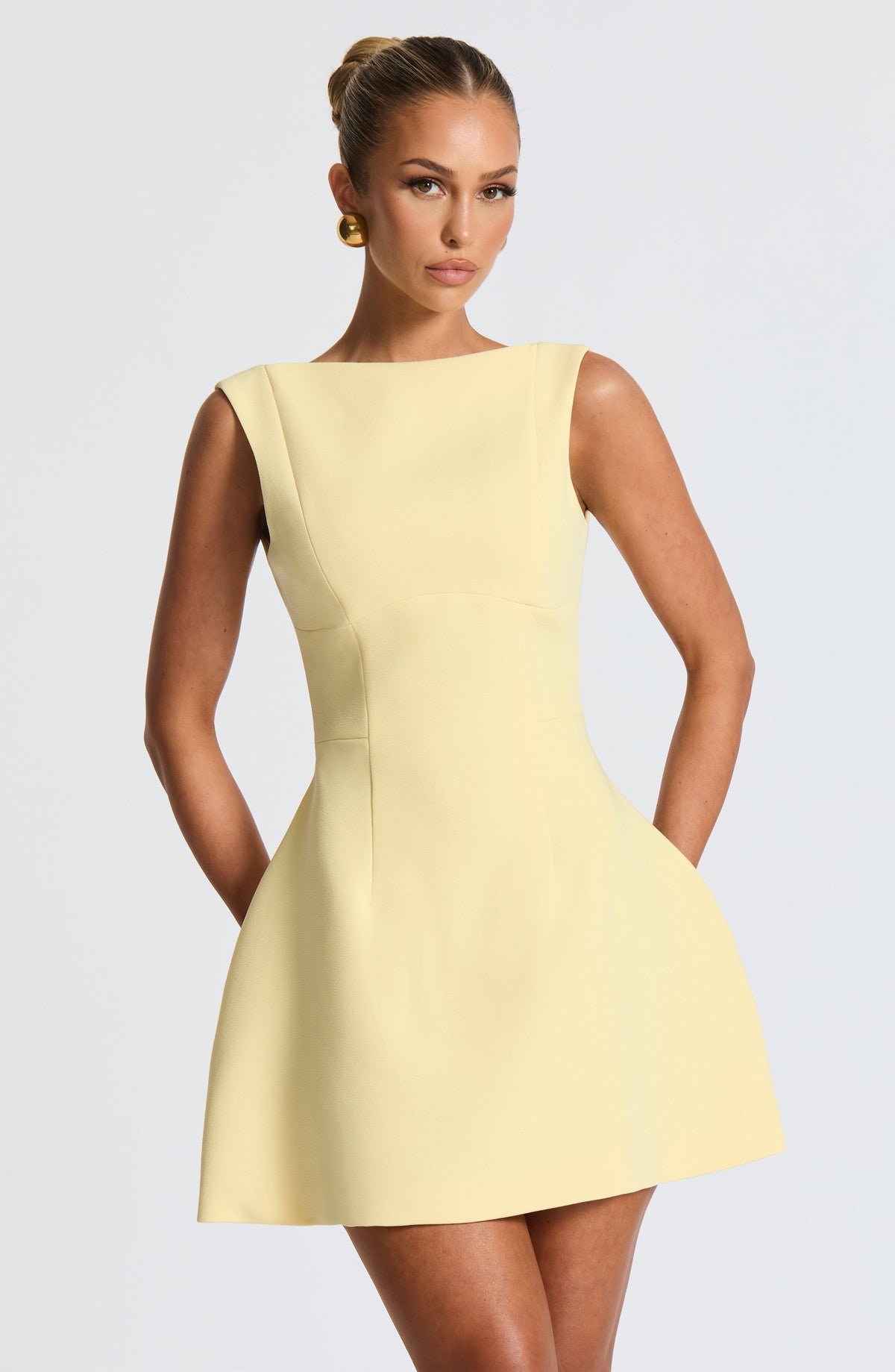 R.F Women's Dress Alana Mini Lemon Crepe Bubble Hem Party