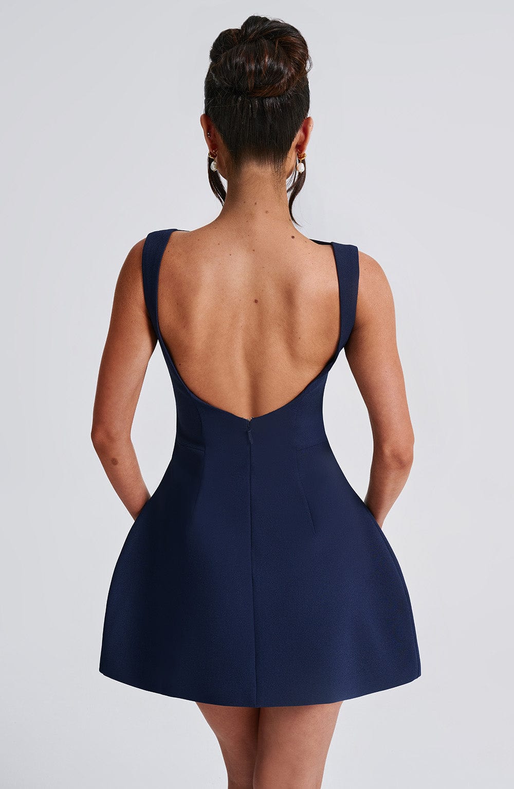 R.F Women's Dress Bubble Hem Navy Crepe Cocktail Party