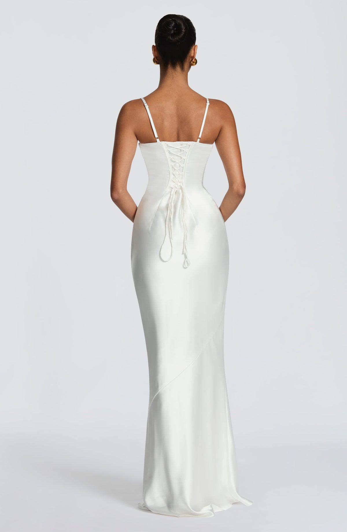 M.T Women's Dress Maxi Cupped Ivory Satin Formal