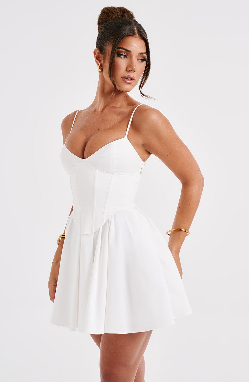 M.T Women's Dress Analeigh Mini Ivory Cotton Corset Party