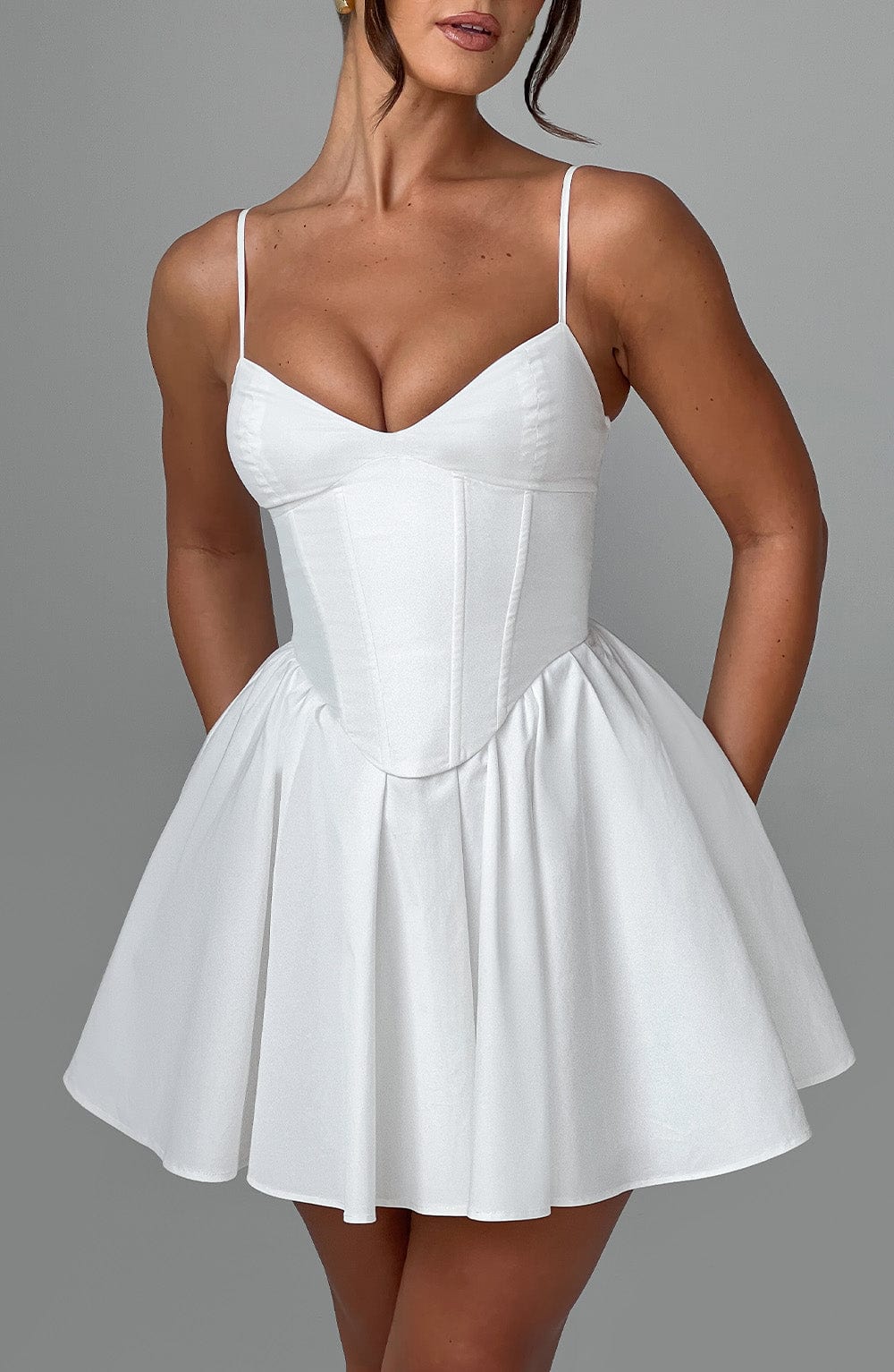 M.T Women's Dress Analeigh Mini Ivory Cotton Corset Party