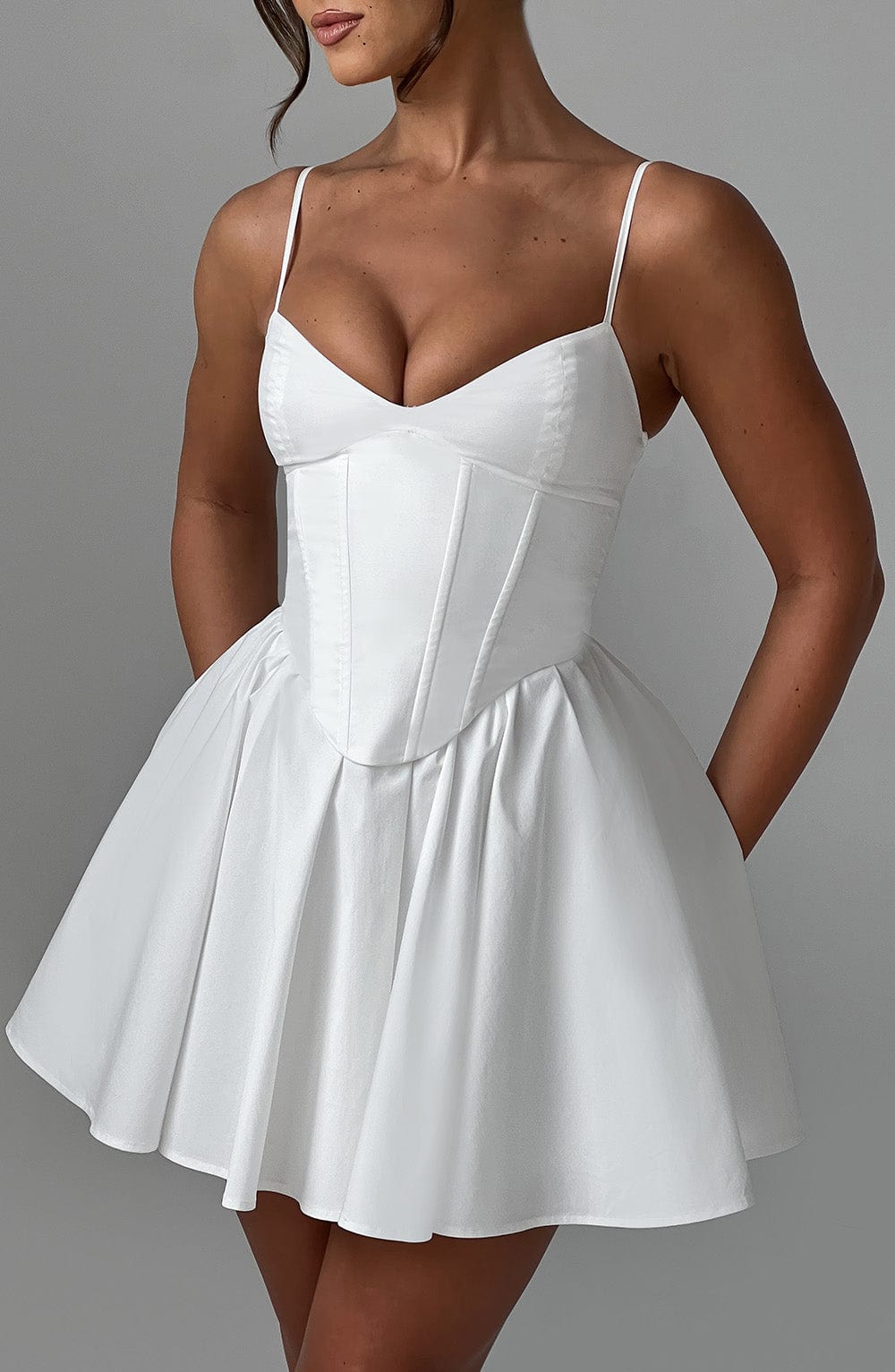 M.T Women's Dress Analeigh Mini Ivory Cotton Corset Party