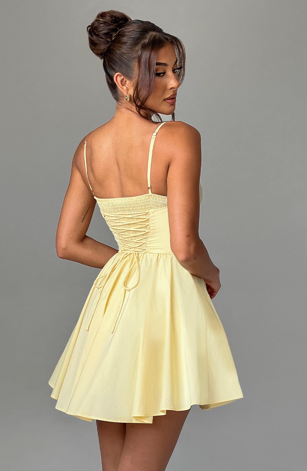 Women's Dress Strapless Mini Lemon Cotton Corset Party