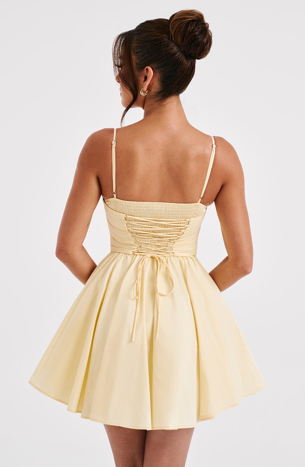 Women's Dress Strapless Mini Lemon Cotton Corset Party