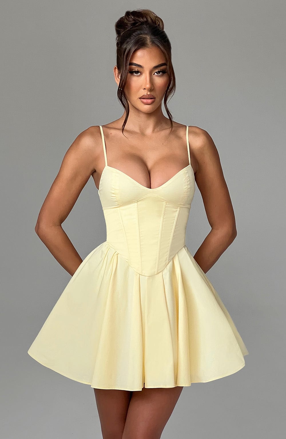 Women's Dress Strapless Mini Lemon Cotton Corset Party