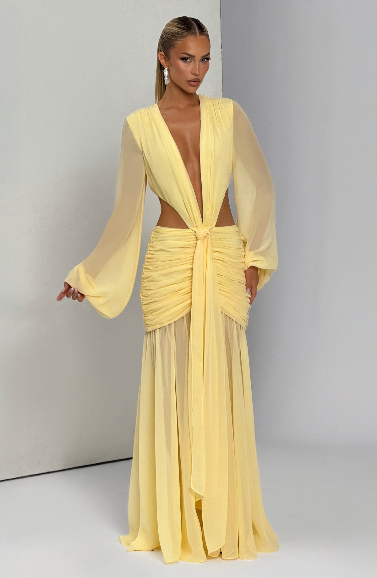T.X Women's Dress Maxi Lemon Chiffon Formal
