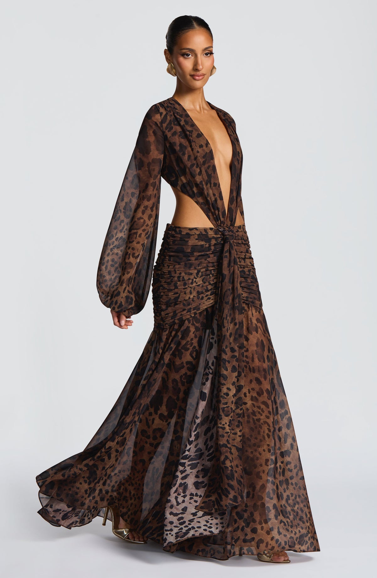 T.X Women's Dress Maxi Leopard Print Chiffon Evening BBF4124-D