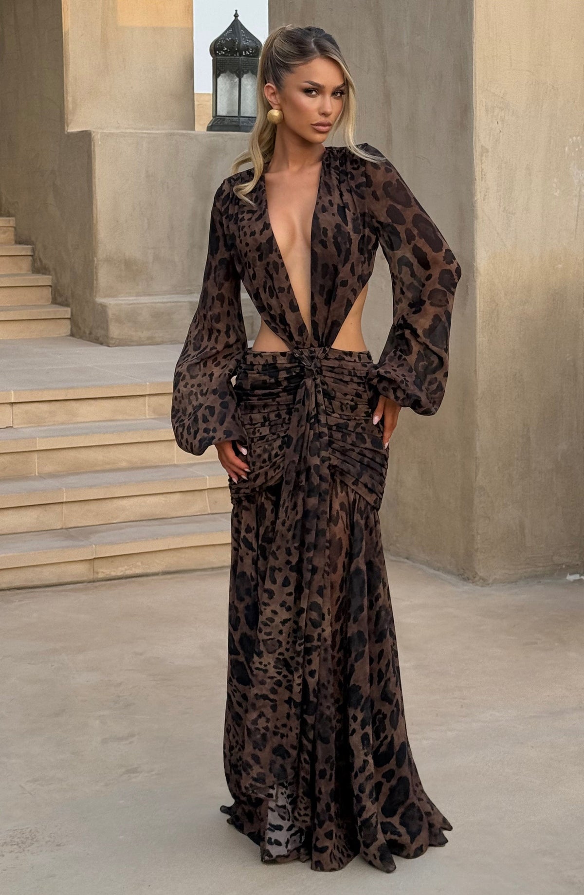 T.X Women's Dress Maxi Leopard Print Chiffon Evening BBF4124-D