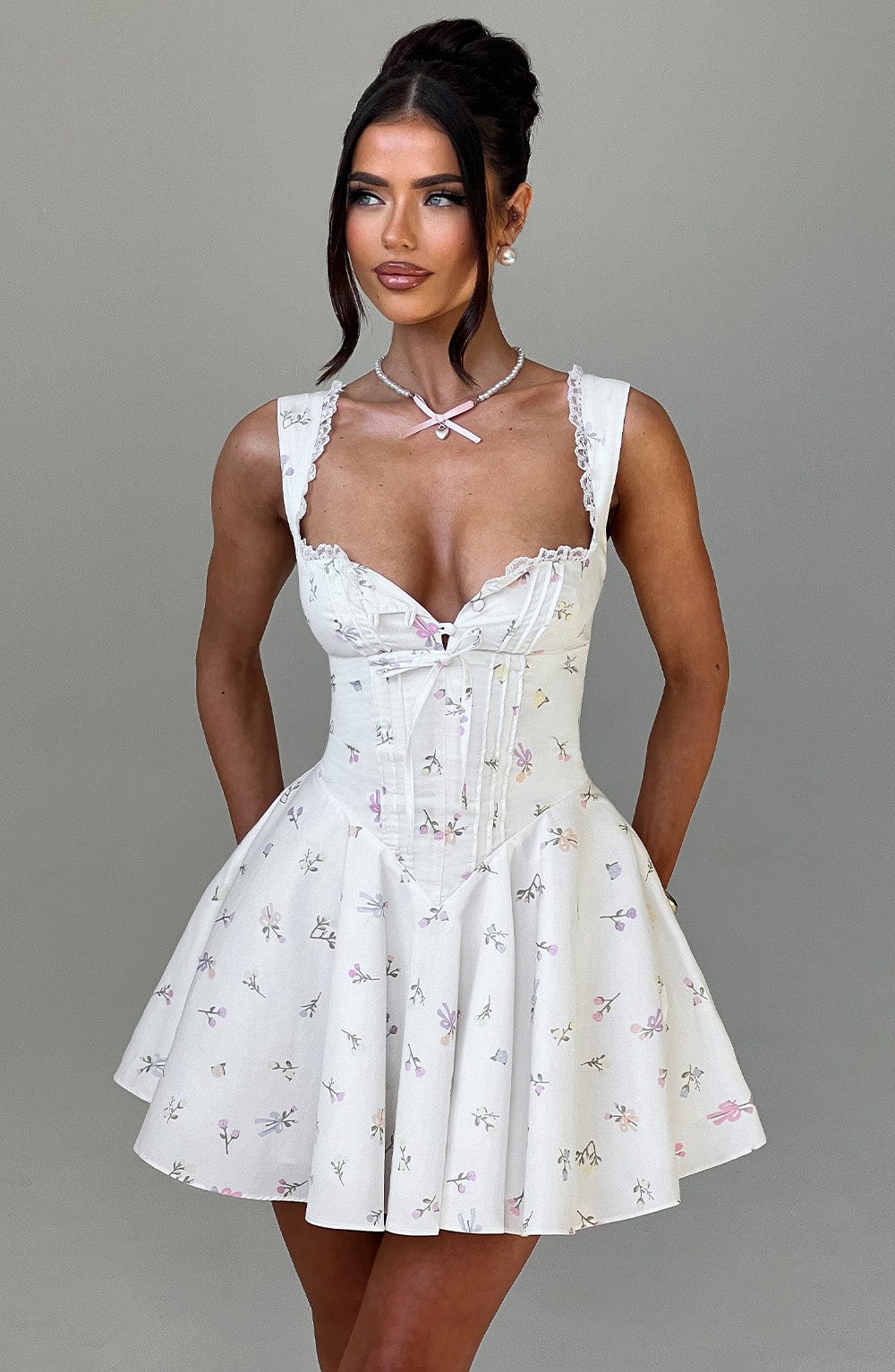 R.F Women's Dress Milkmaid Multi Floral Print Cotton Party