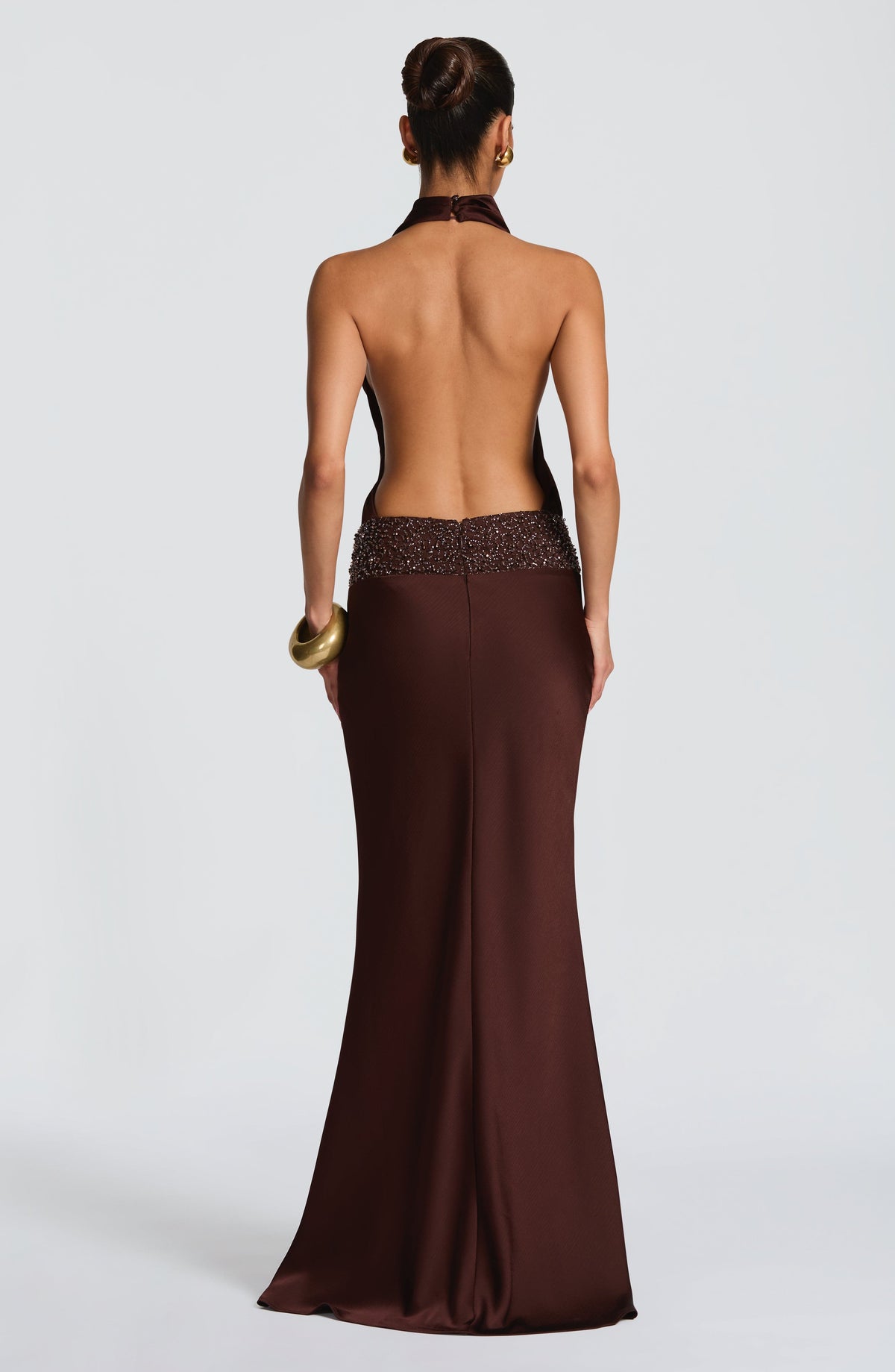 R.F Women's Dress Cowl Flare Plum Brown Satin Formal
