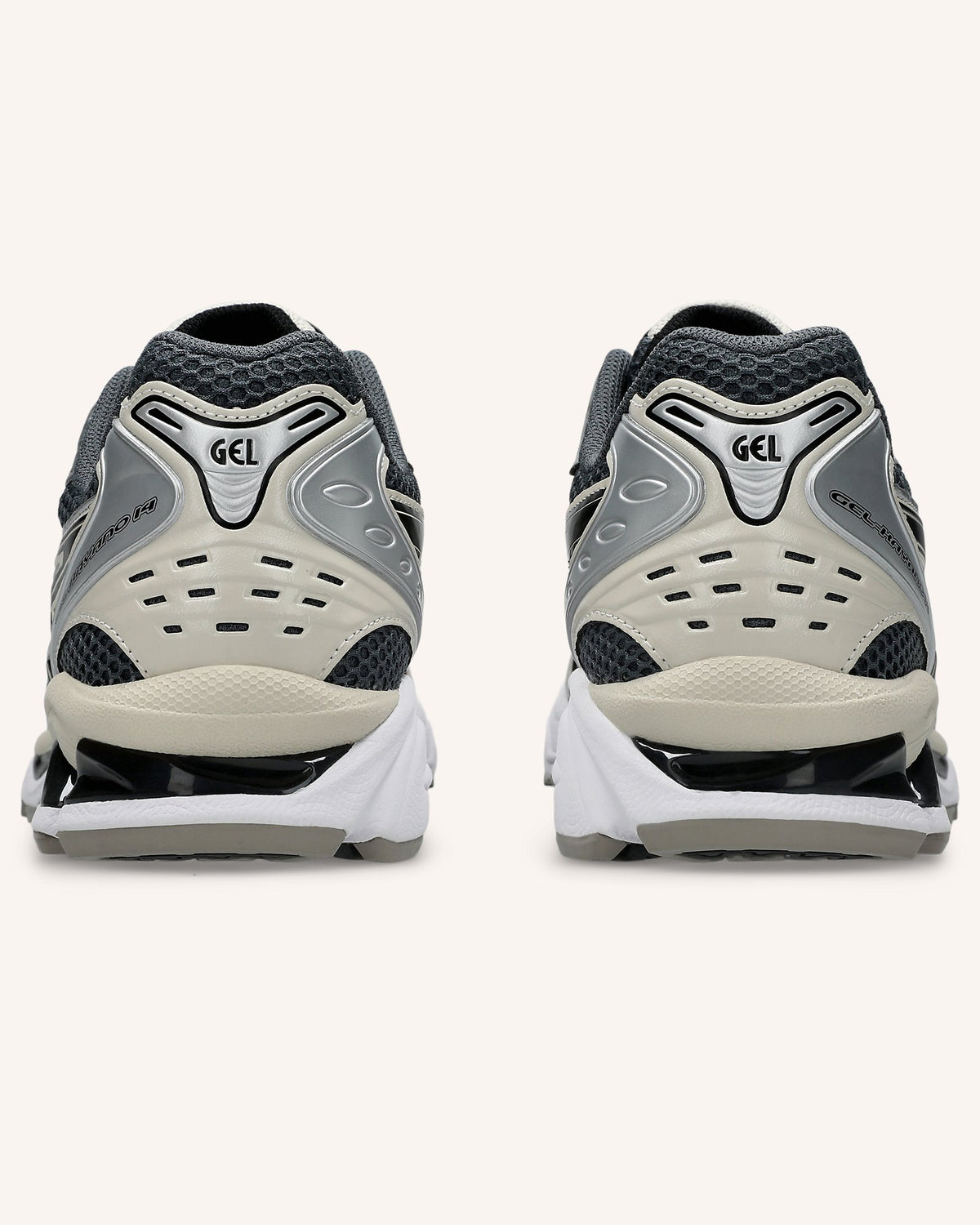 ASICS GEL-KAYANO 14 in Carrier Grey/Black, rear view