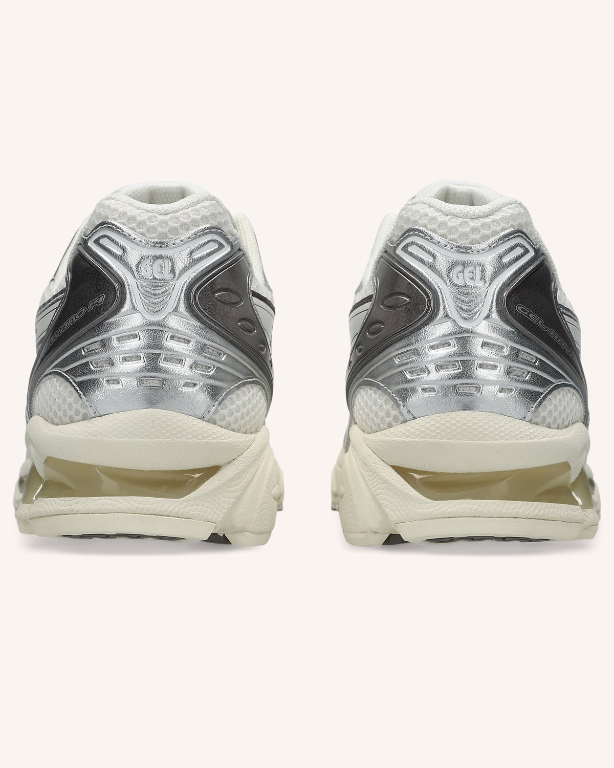 ASICS GEL-KAYANO 14 in Cream/Cocoa Powder, rear view