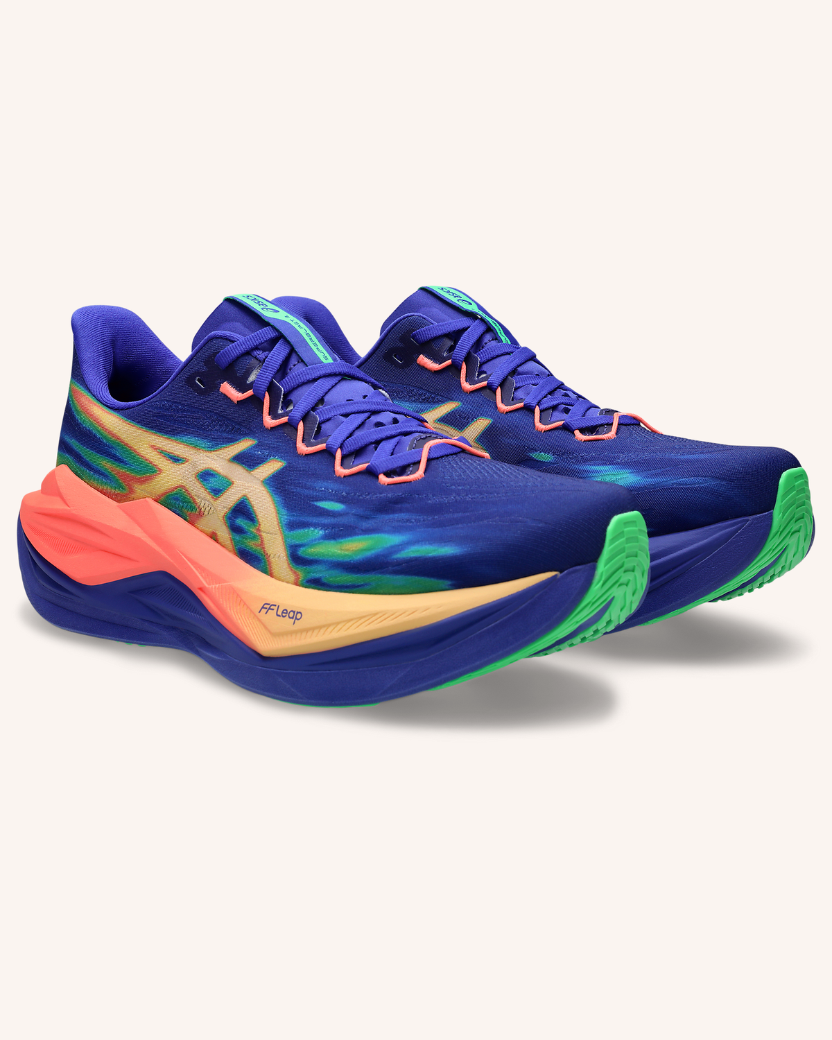 ASICS SUPERBLAST 3 in Cobalt Burst/Light Orange — pair front view