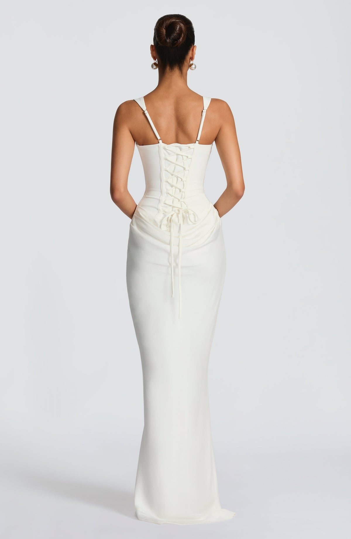 R.F Women's Dress Cornelia Maxi Ivory Crepe Evening