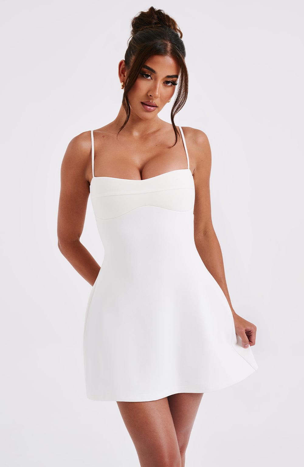 C.F Women's Dress Dakota Mini Ivory Stretch Crepe Party