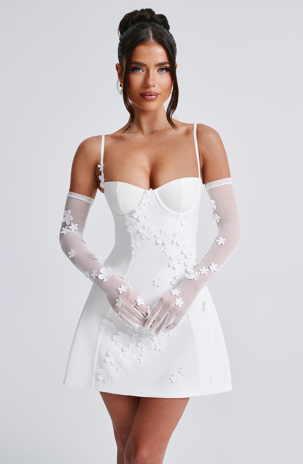 L.F Women's Dress Dalary Mini Strapless Ivory Mesh Bridal Party