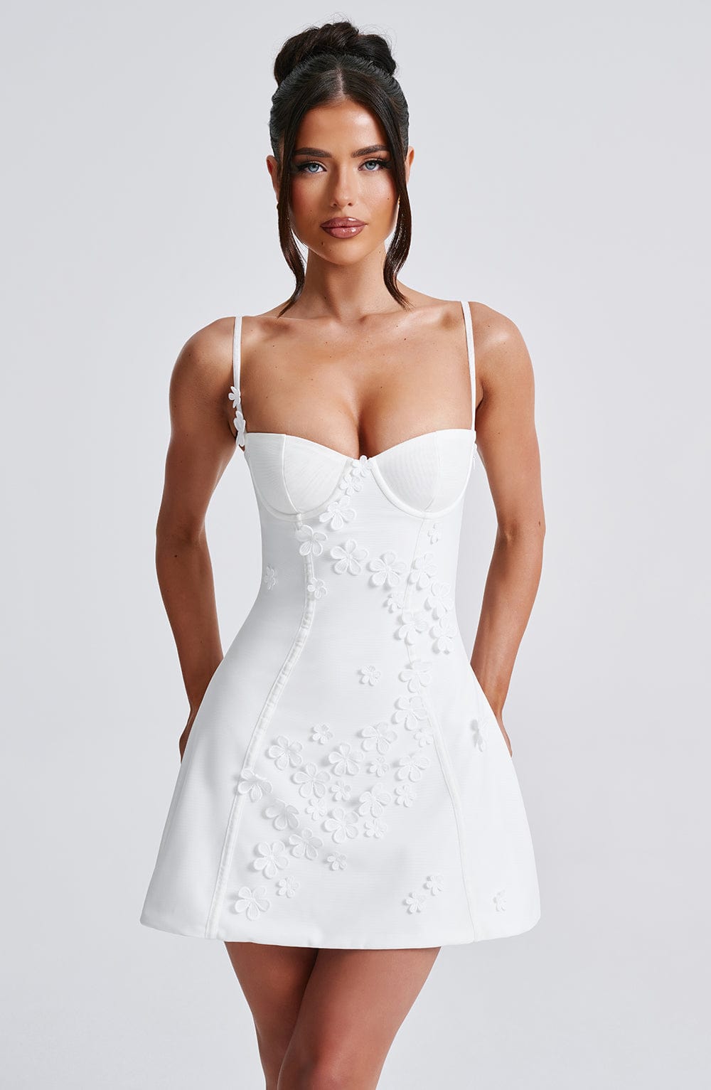 L.F Women's Dress Dalary Mini Strapless Ivory Mesh Bridal Party