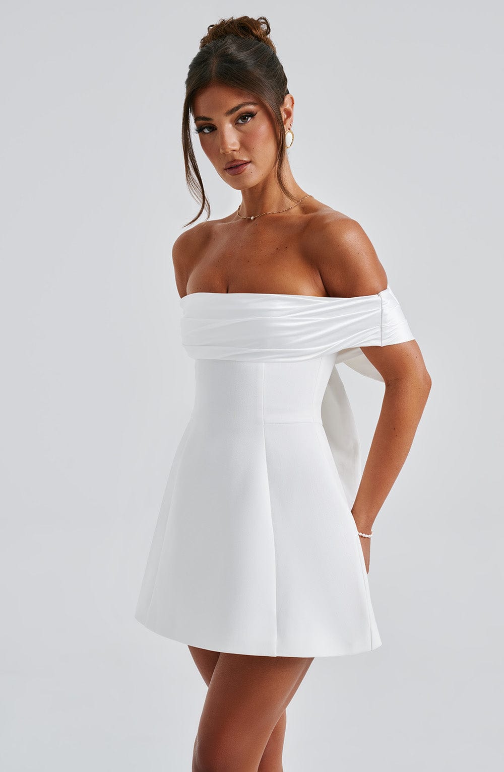 M.T Women's Dress Delta Bubble Hem Ivory Crepe Party