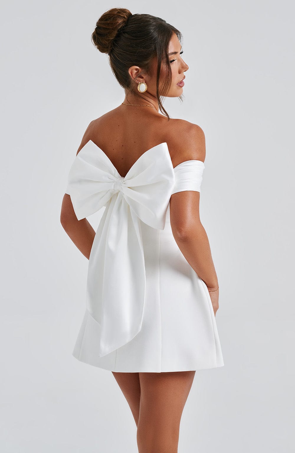 M.T Women's Dress Delta Bubble Hem Ivory Crepe Party