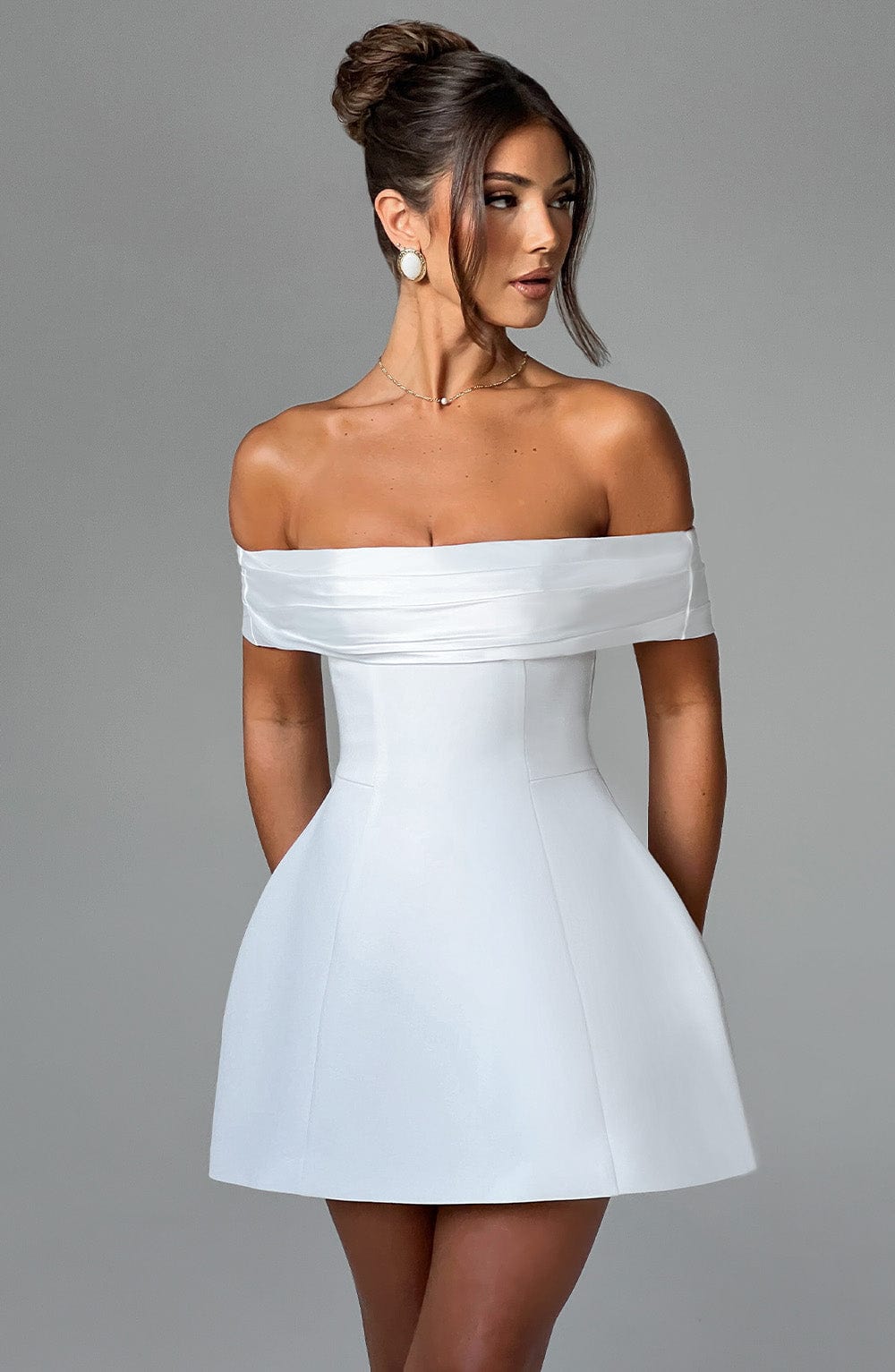 M.T Women's Dress Delta Bubble Hem Ivory Crepe Party