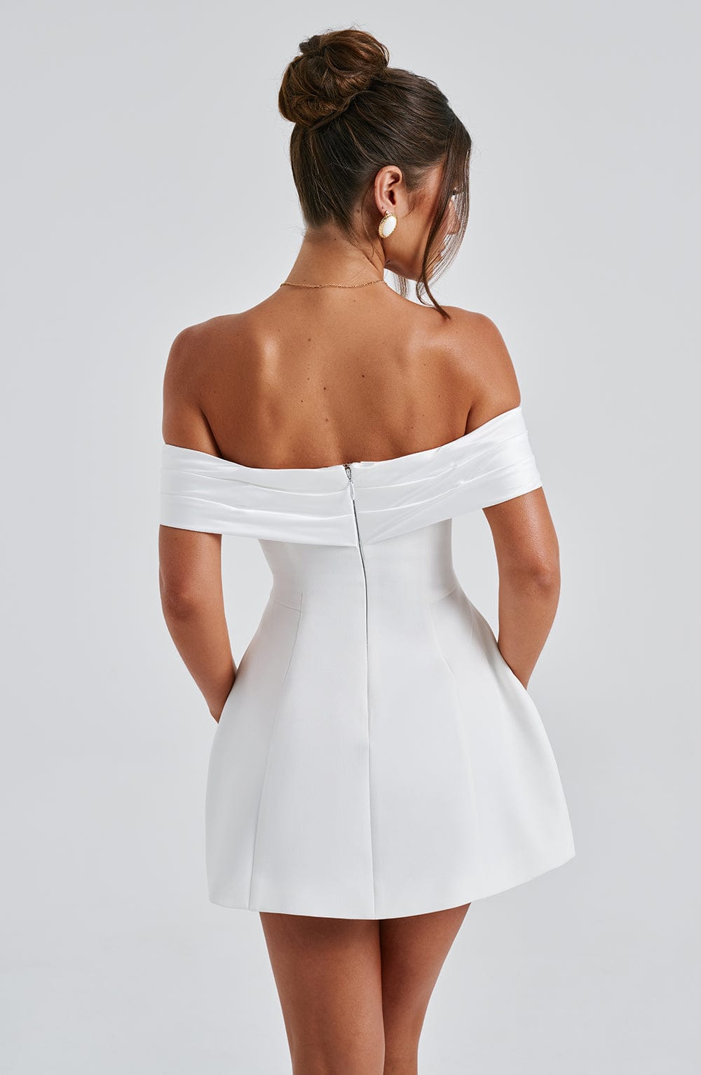 M.T Women's Dress Delta Bubble Hem Ivory Crepe Party