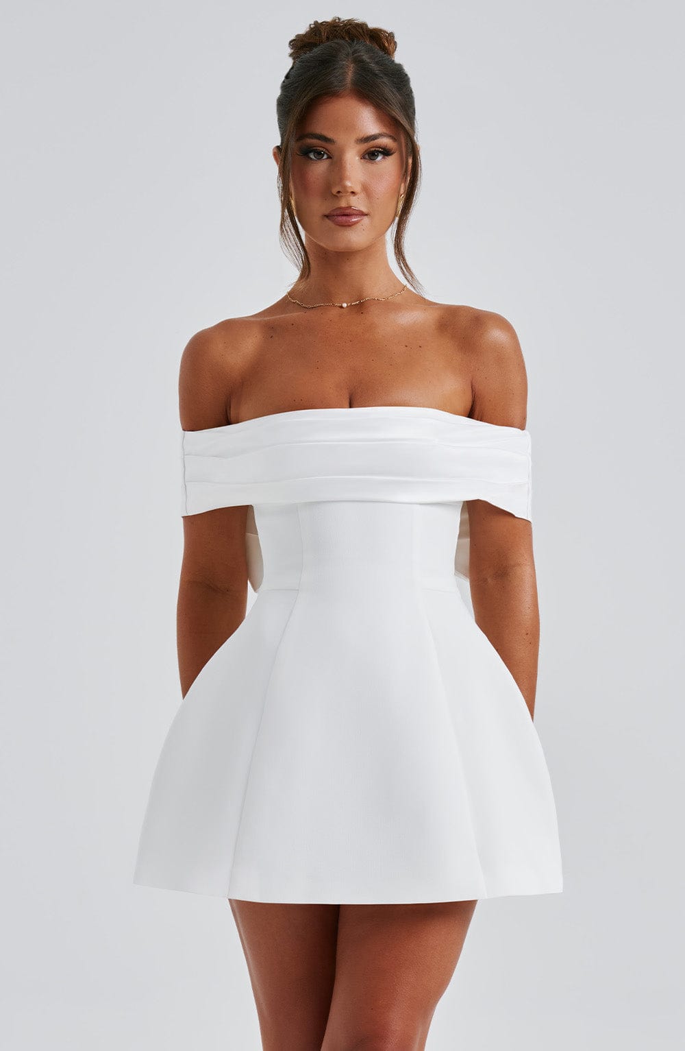 M.T Women's Dress Delta Bubble Hem Ivory Crepe Party
