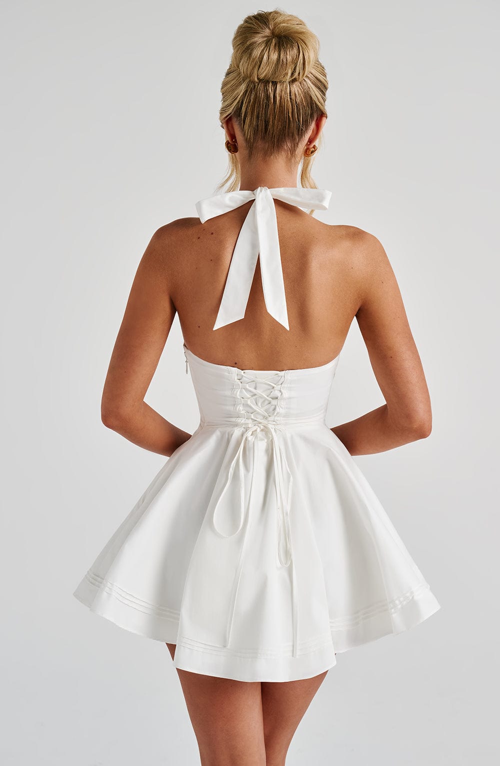 R.F Women's Dress Mini Ivory Plunge Halter Party