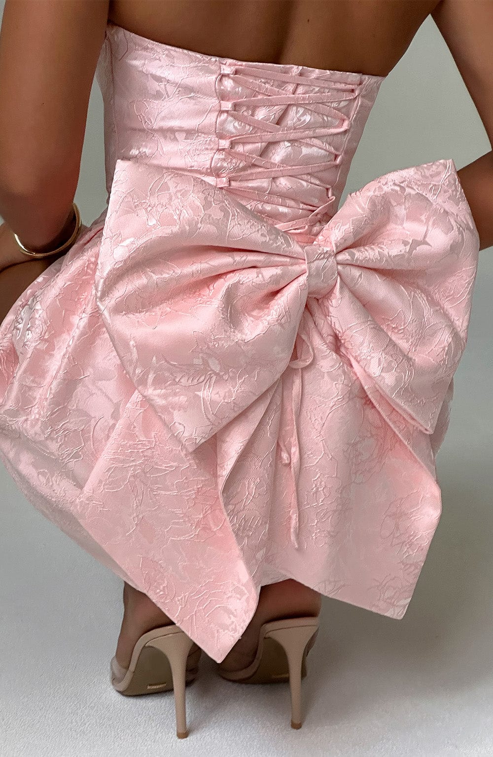 K.Y Women's Dress Elenora Mini Blush Jacquard Party