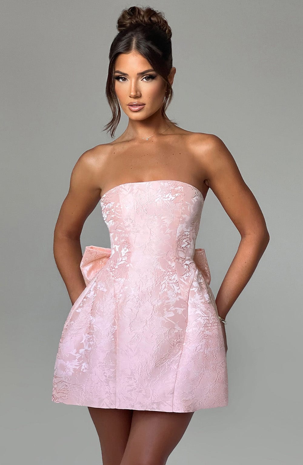 K.Y Women's Dress Elenora Mini Blush Jacquard Party