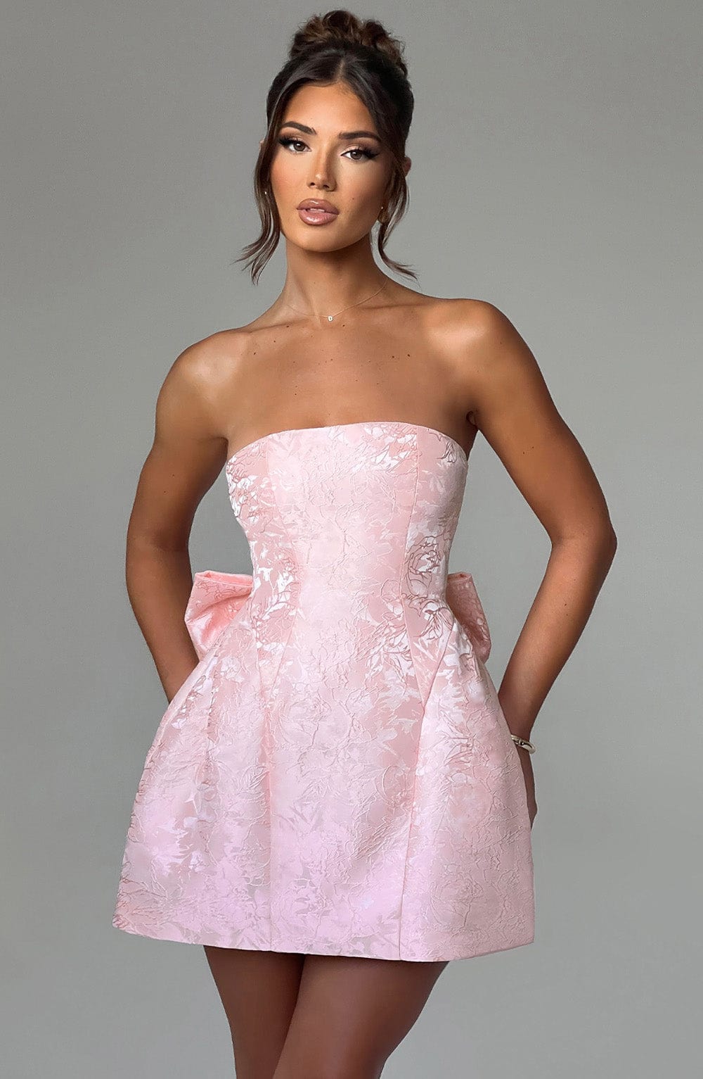 K.Y Women's Dress Elenora Mini Blush Jacquard Party
