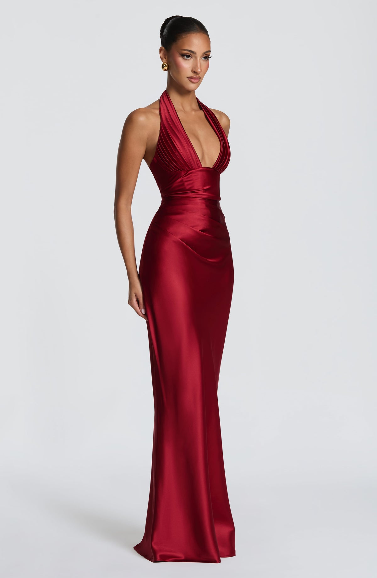 Women's Dress Elowen Corset Maxi Deep Red Satin Formal