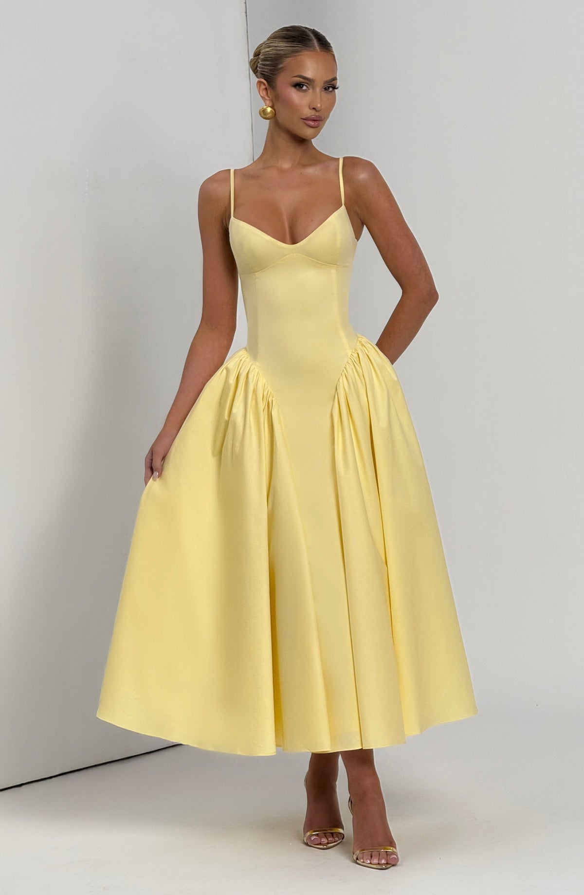 M.T Women's Dress Emerson Sleeveless Lemon Cotton Party