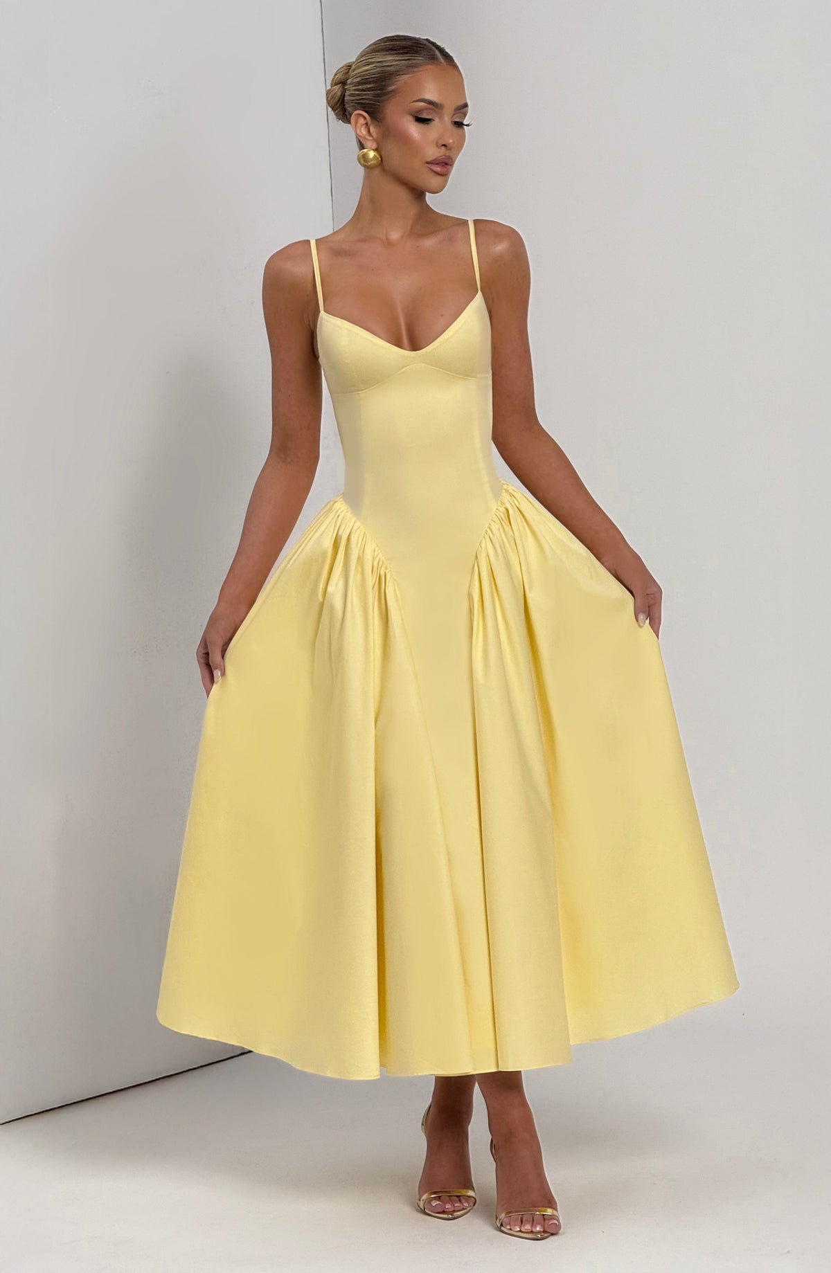 M.T Women's Dress Emerson Sleeveless Lemon Cotton Party