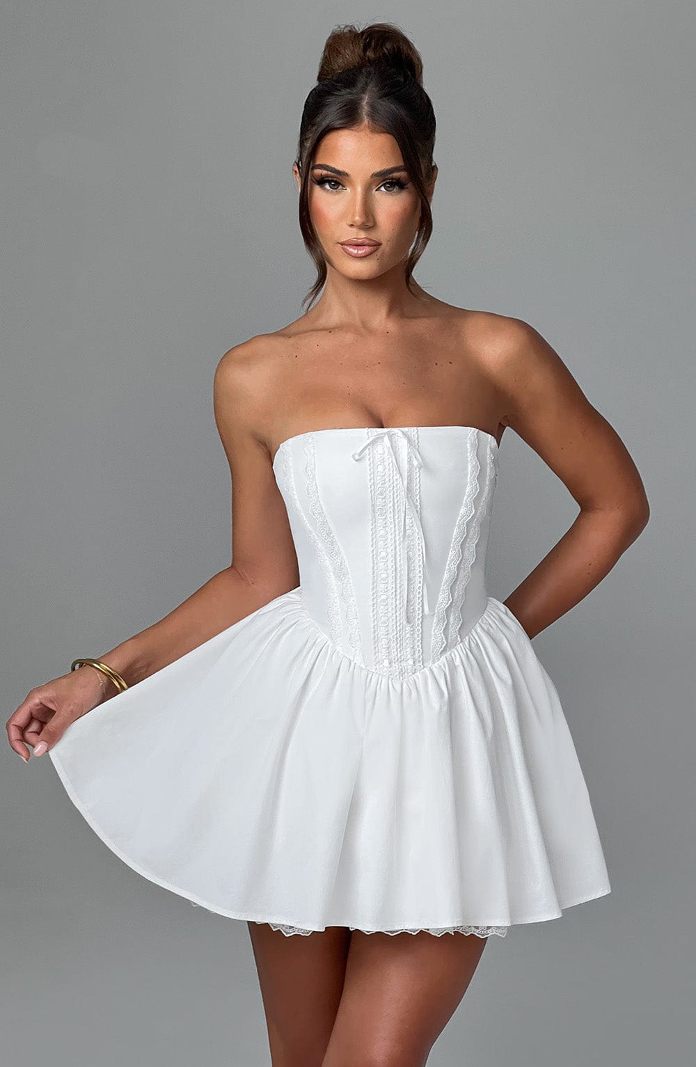 Babyboo Fashion Women's Dress Evie Strapless Ivory Cotton Party