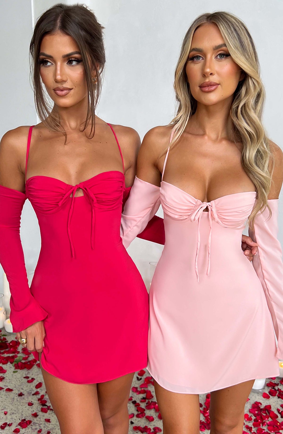 L.F Women's Dress Fiona Mini Blush Satin Flare Evening