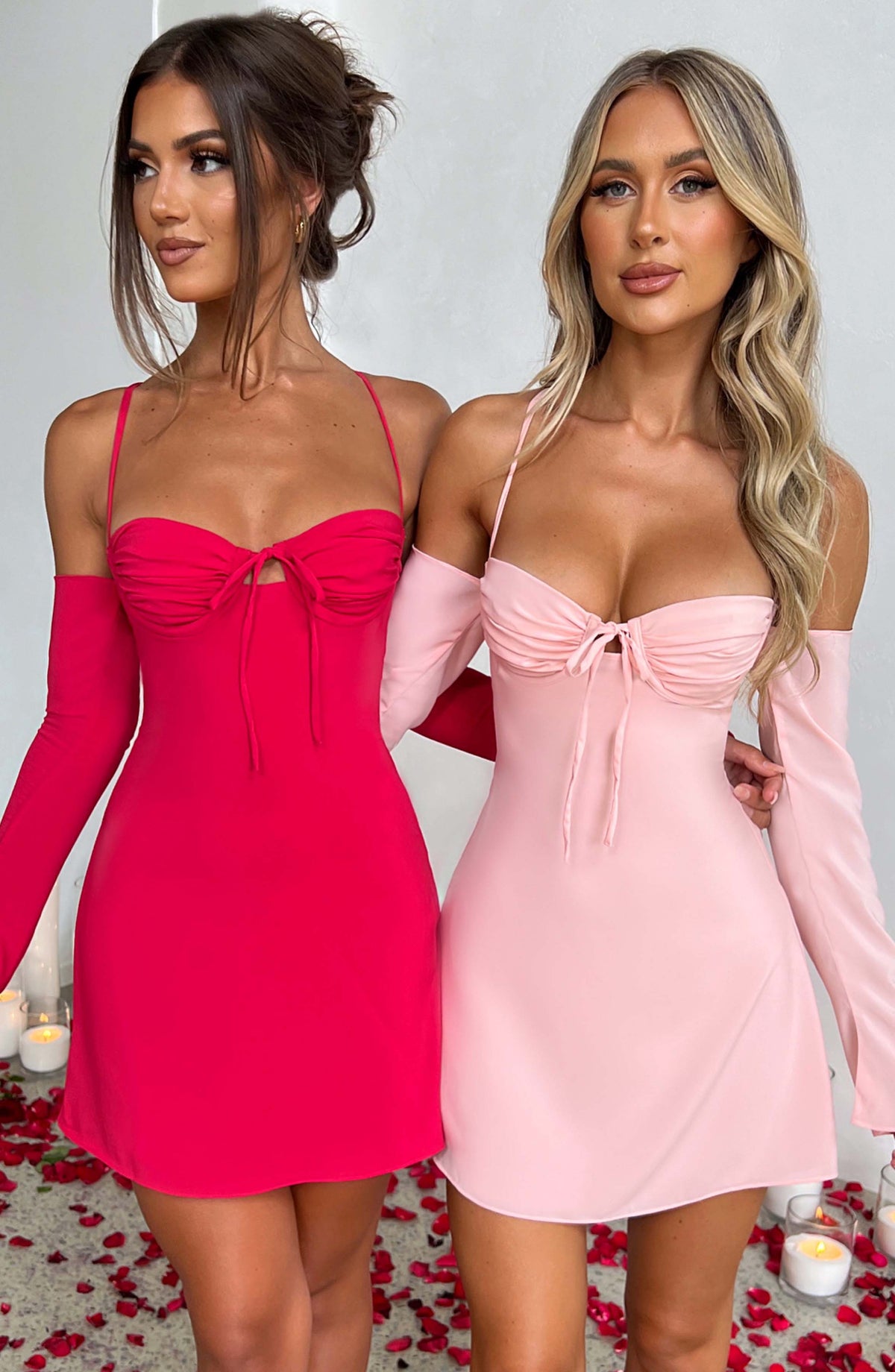 L.F Women's Dress Fiona Mini Pink Georgette Satin Evening