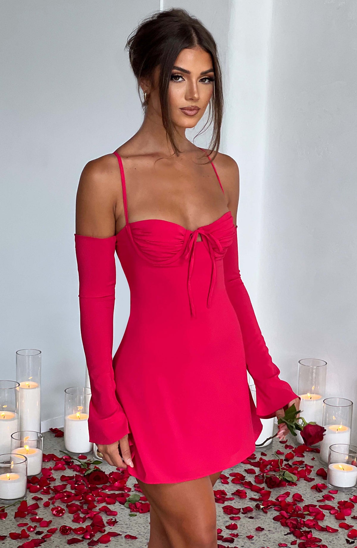 L.F Women's Dress Fiona Mini Pink Georgette Satin Evening